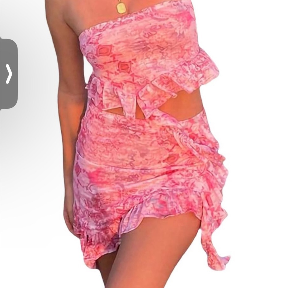 Pink Strapless Ruffle Summer Set - Picture 3 of 6